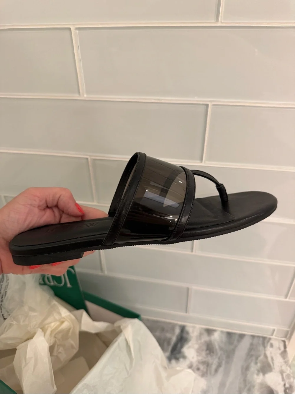 NWT JCrew Audrey Jelly and Leather Thong Sandals in size 7.5